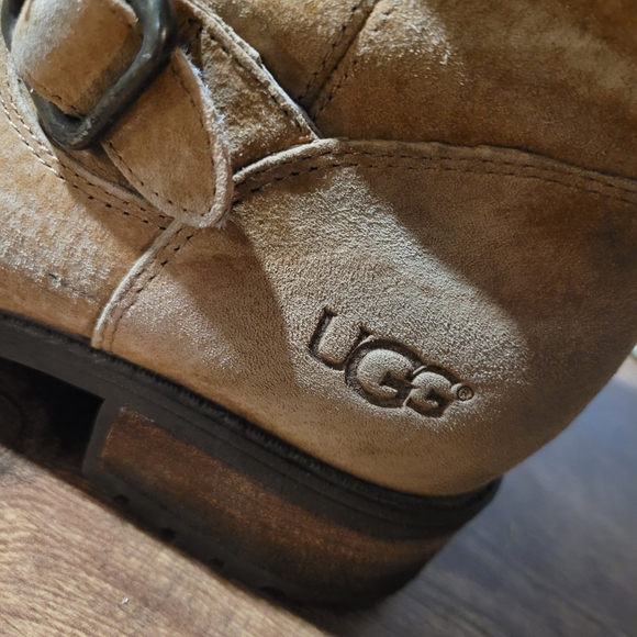 UGG Women's Brown Chaney Winter Moto Boots, Size 9. - Picture 5 of 11